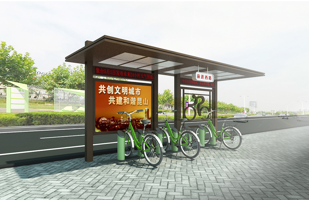 公交車候車亭，停車棚